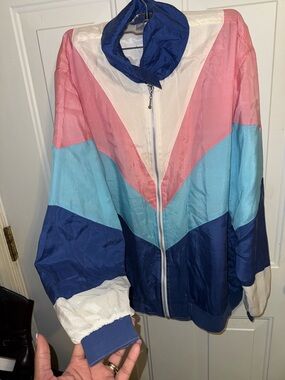 Blair Colorblock Bomber Jacket in Pink, Blue & White